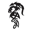 Black dragon tattoo. Monster tribal design, fantasy creature