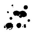 Paint stain icon isolated stamp texture. Black drawing ink blots design. Watercolor splatter on white backdrop. Abstract