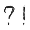 Black drawn question mark and exclamation mark isolated on white background Royalty Free Stock Photo
