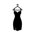 Black Dress On A Hanger Icon.Vector Illustration