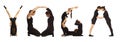 Black dressed people forming YOGA word over white Royalty Free Stock Photo