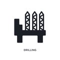 black drilling isolated vector icon. simple element illustration from industry concept vector icons. drilling editable logo symbol