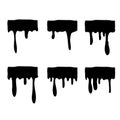 Black Dripping oil blob. Drip drop paint or sauce stain drips hand drawn doodle style vector Royalty Free Stock Photo