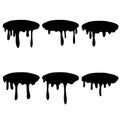 Black Dripping oil blob. Drip drop paint or sauce stain drips hand drawn doodle style vector Royalty Free Stock Photo