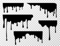 Black dripping oil stain, sauce or paint current vector silhouettes isolated Royalty Free Stock Photo