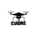 Black drone logo illustration of a simple vector design icon