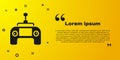 Black Drone radio remote control transmitter icon isolated on yellow background. Vector Royalty Free Stock Photo