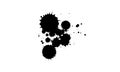 black drop splatter splash painting brush in grunge graphic style on white background