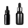 Black dropper bottle for cosmetic serum or oil, vector Royalty Free Stock Photo