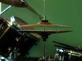 Black drum kit close-up. Musician set with mix of drums. Musical instruments devices for drumming performance Rock style