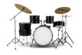 Black drum kit isolated on white