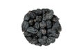 Black dry raisins isolated on white background. Top view Royalty Free Stock Photo