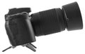 Black DSLR with zoom lens Royalty Free Stock Photo