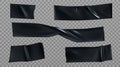 Black duct tape pieces, insulating stripes set Royalty Free Stock Photo