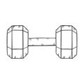 Black dumbbell for weightlifting. Line art style vector