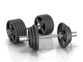 Black dumbbells white background.