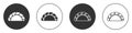 Black Dumpling icon isolated on white background. Traditional chinese dish. Circle button. Vector Royalty Free Stock Photo