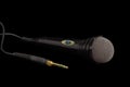 Black dynamic microphone and connector on a dark background Royalty Free Stock Photo