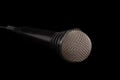 Black dynamic microphone on a dark background Royalty Free Stock Photo