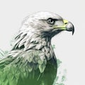 Hyper-realistic Eagle Illustration With Minimalist Green And White Design Royalty Free Stock Photo