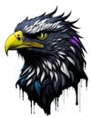 The black eagle head paint created with digital illustration techniques presents a striking and captivating depiction of this
