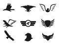 Black eagle icons set Royalty Free Stock Photo