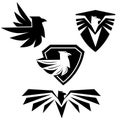 Black eagle logo silhouettes, emblems, icons Royalty Free Stock Photo