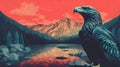 Eagle Illustration With Anamorphic Art Style And Risograph Texture Royalty Free Stock Photo