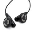 Black earphones isolated over white Royalty Free Stock Photo