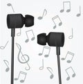 Black earphones with notes