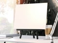 Black easel with blank frame. 3d rendering Royalty Free Stock Photo