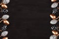 Black Easter background with golden and white and black egg borders Royalty Free Stock Photo