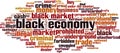 Black economy word cloud Royalty Free Stock Photo