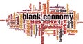 Black economy word cloud Royalty Free Stock Photo