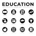 Black Education School Icon Set with Reflection Royalty Free Stock Photo