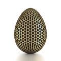 Black egg with a gold pattern isolated on white background. 3d rendering. Royalty Free Stock Photo