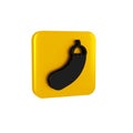 Black Eggplant icon isolated on transparent background. Yellow square button.