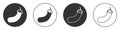 Black Eggplant icon isolated on white background. Circle button. Vector