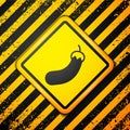 Black Eggplant icon isolated on yellow background. Warning sign. Vector