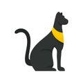 Black egypt cat icon flat isolated vector