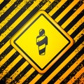 Black Egypt mummy icon isolated on yellow background. Warning sign. Vector