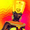 Black Egyptian princess in our modern digital art style, close up.