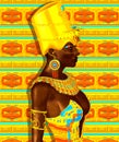 Black Egyptian princess in our modern digital art style, close up.