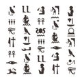 Black egyptians hieroglyphs. Hieroglyph of ancient egypt, pattern vector letters Royalty Free Stock Photo