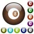 Black eight billiard ball color glass buttons Royalty Free Stock Photo