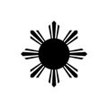 The black eight-rayed sun of flag of the Republic of Philippines. Pictogram, icon isolated on a white background.