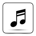 A black eighth note icon is centered against a white background, enclosed within a Royalty Free Stock Photo