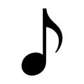 Black eighth note musical symbol on white background quaver Royalty Free Stock Photo