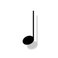 Black eighth note symbol with shadow on white background Royalty Free Stock Photo