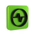 Black Electric circuit scheme icon isolated on transparent background. Circuit board. Green square button.